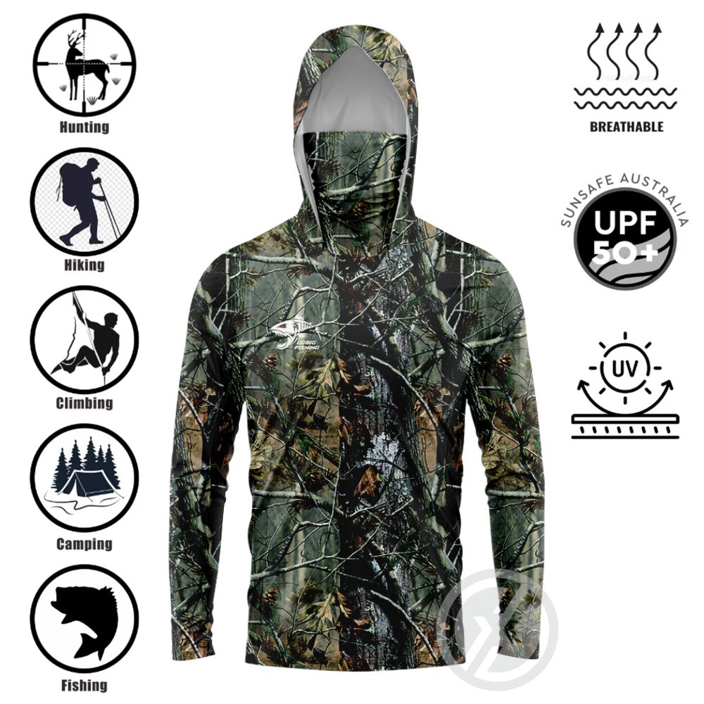 Summer Clothing Mens - قميص صيد بغطاء رأس UPF50+ مع