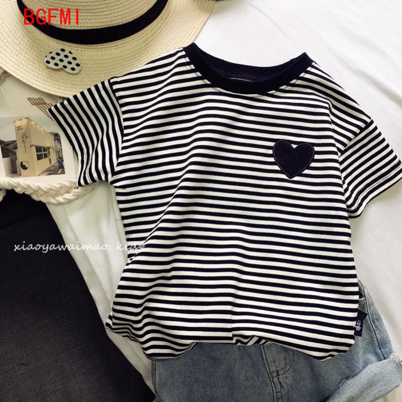 Summer Loving Kids Clothing - تي شيرت قطني مخطط بأكمام قصيرة