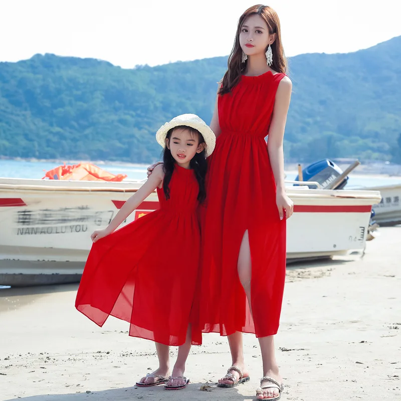 فستان للأم والفتاة للعطلات، فس - مراجعة Summer Clothing Resort وسعره