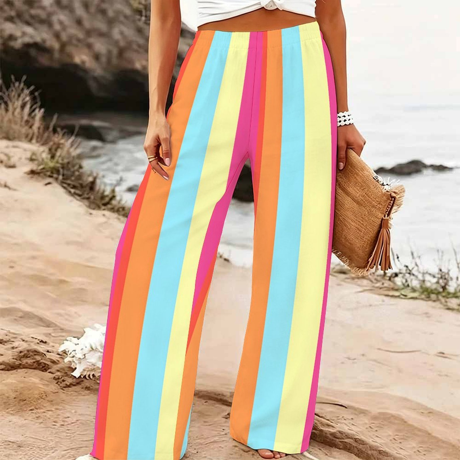 بنطلون نسائي صيفي واسع الساق ل - مراجعة Palazzo Pant Wide وسعره
