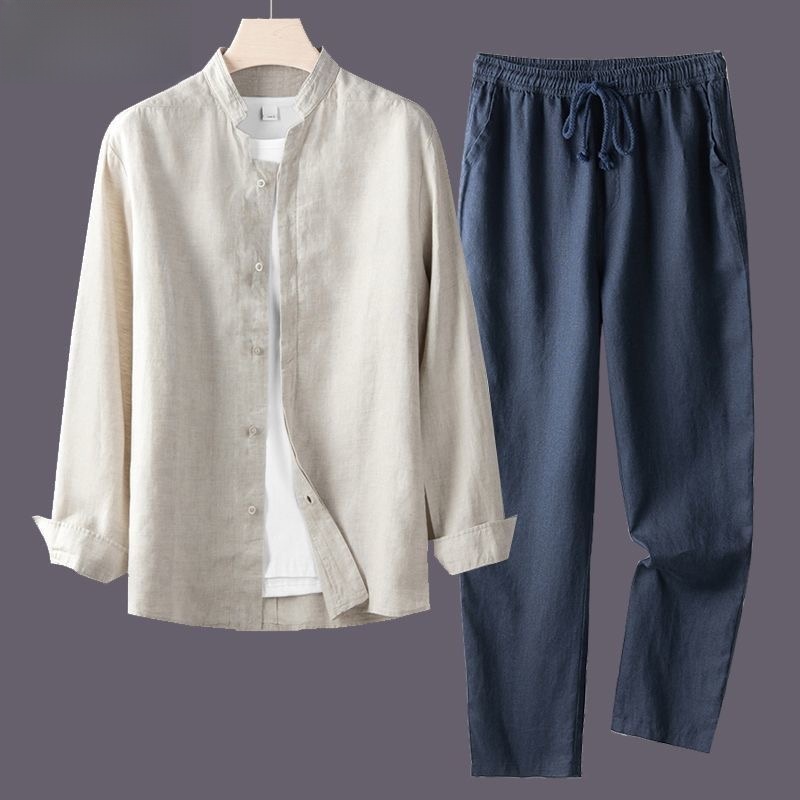 طقم قميص خفيف الوزن من القطن و - مراجعة Linen Shorts Men وسعره