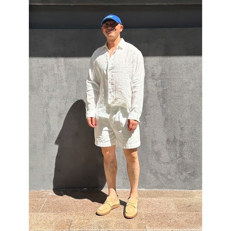 طقم قميص رجالي فاخر من الكتان  - مراجعة Linen Shorts Men وسعره