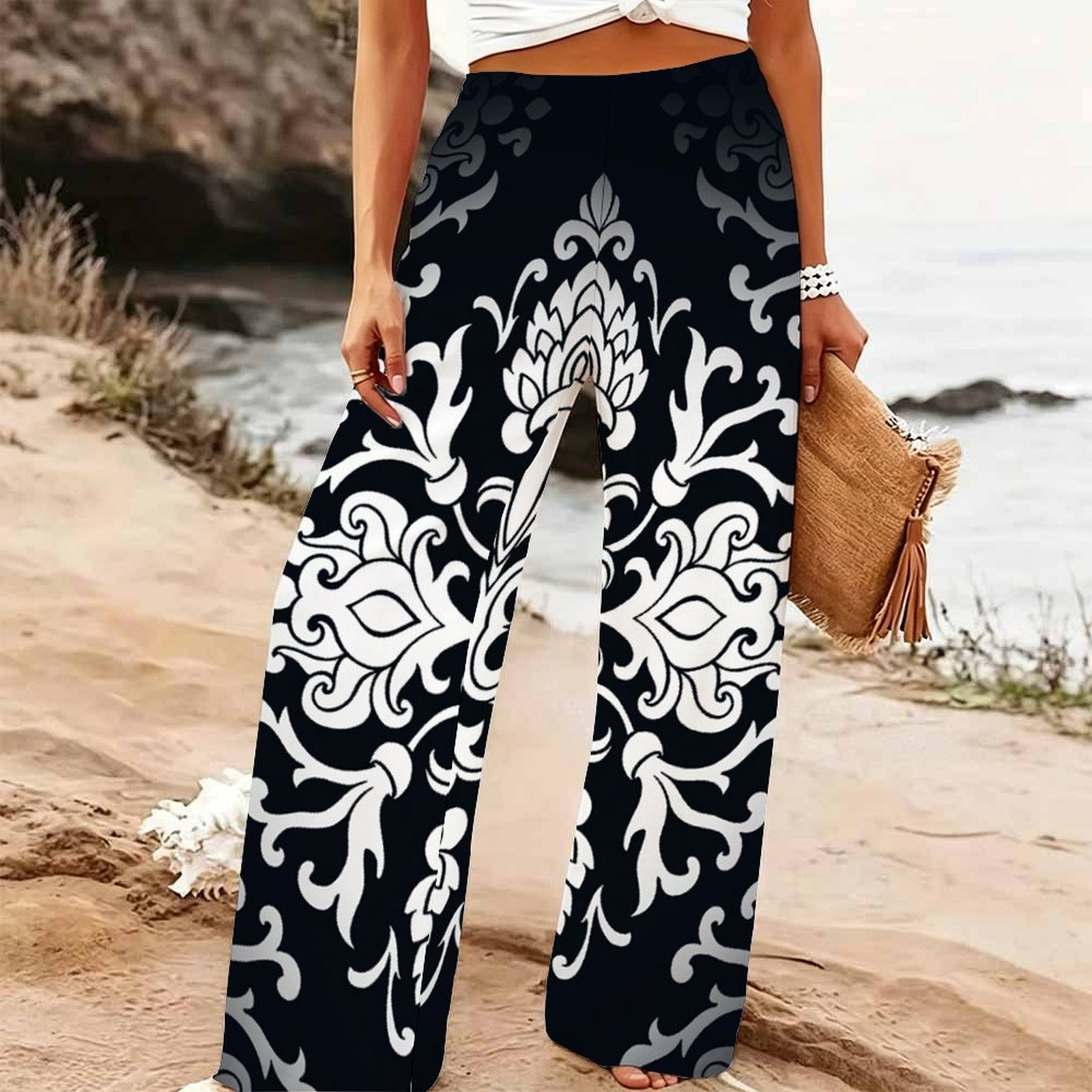 بنطلون نسائي صيفي واسع الساق ل - مراجعة Palazzo Pant Wide وسعره
