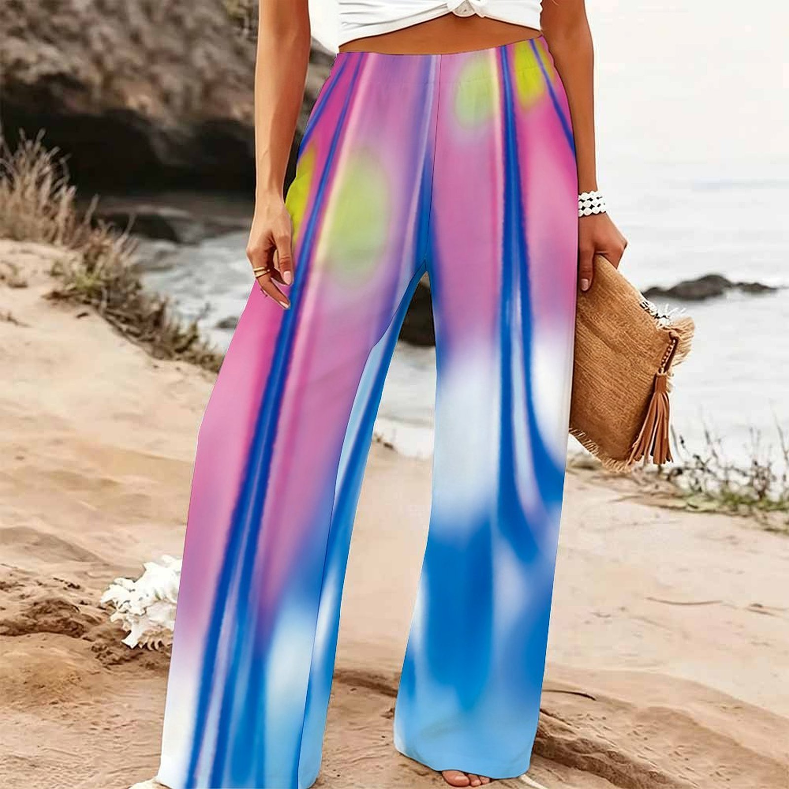 بنطلون نسائي صيفي واسع الساق ل - مراجعة Palazzo Pant Wide وسعره