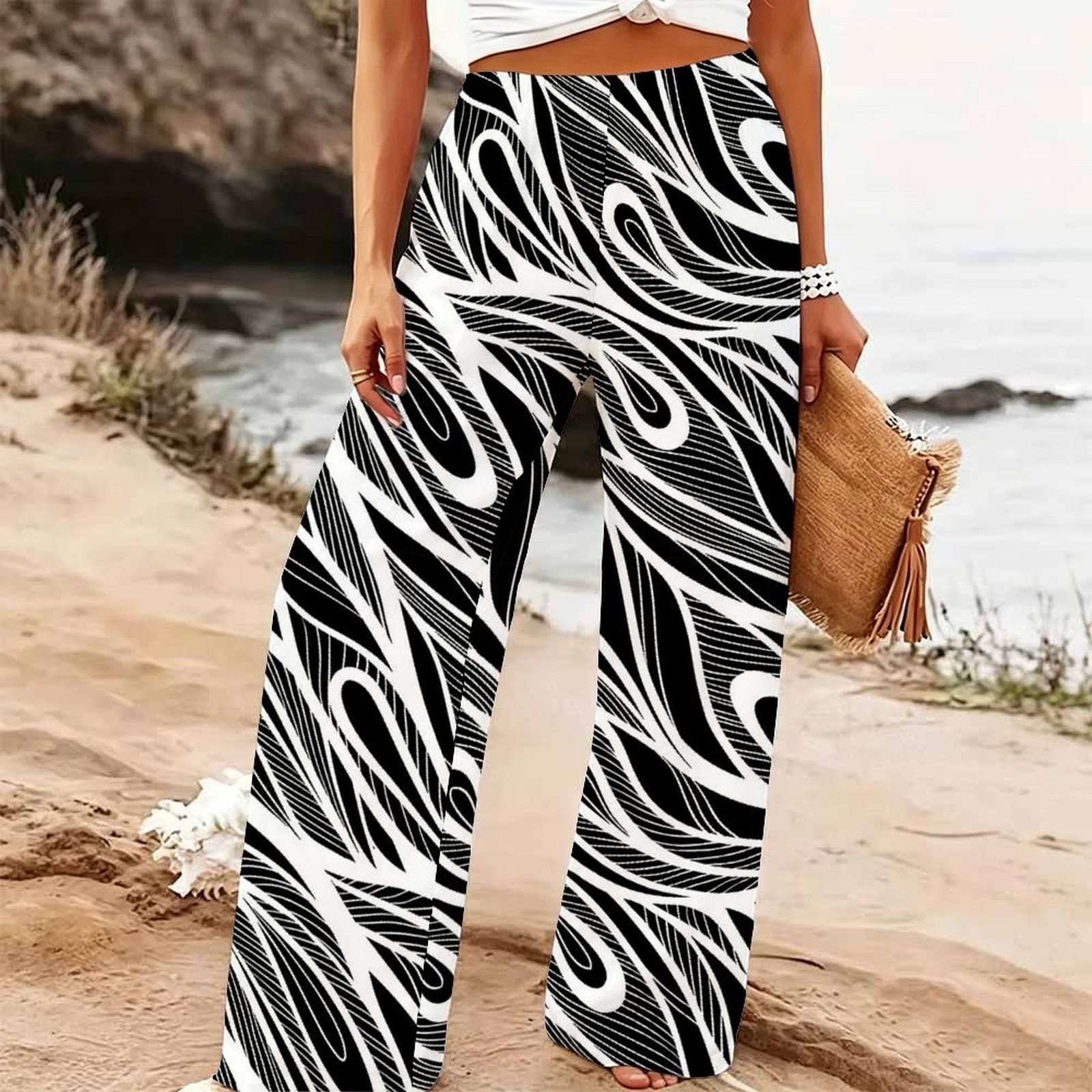 بنطلون نسائي صيفي واسع الساق ل - مراجعة Palazzo Pant Wide وسعره