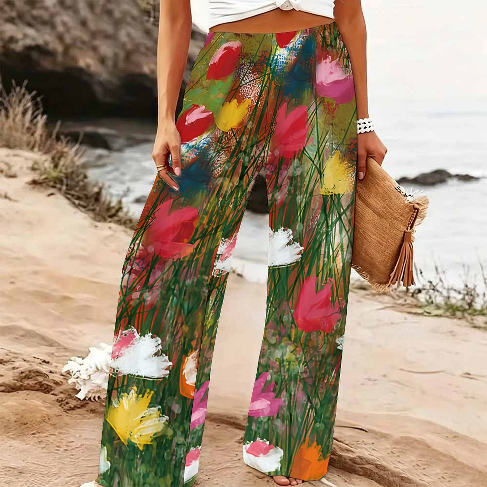 بنطلون نسائي صيفي واسع الساق ل - مراجعة Palazzo Pant Wide وسعره