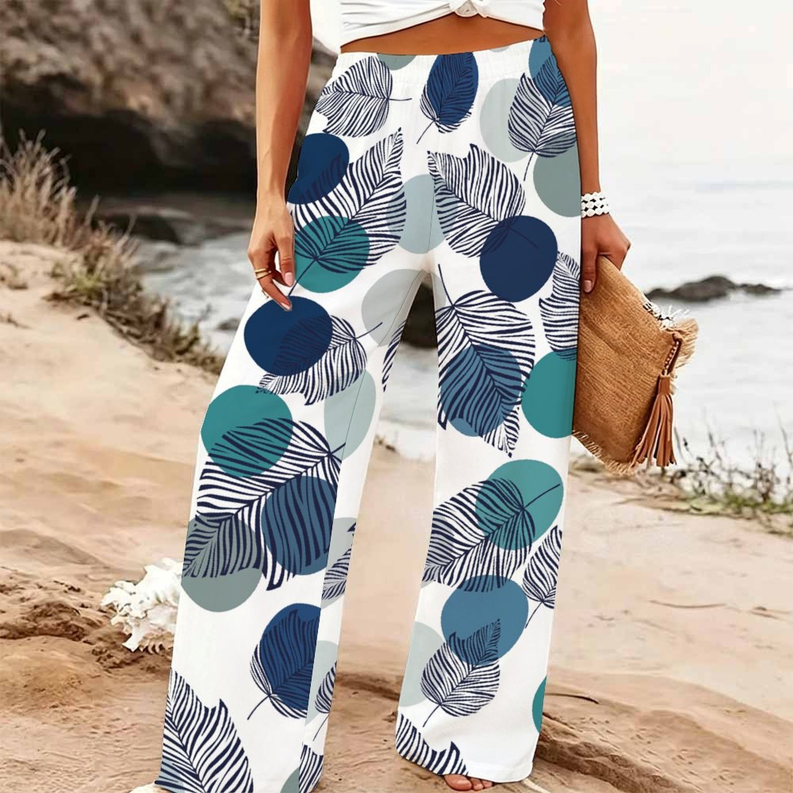 بنطلون نسائي صيفي واسع الساق ل - مراجعة Palazzo Pant Wide وسعره