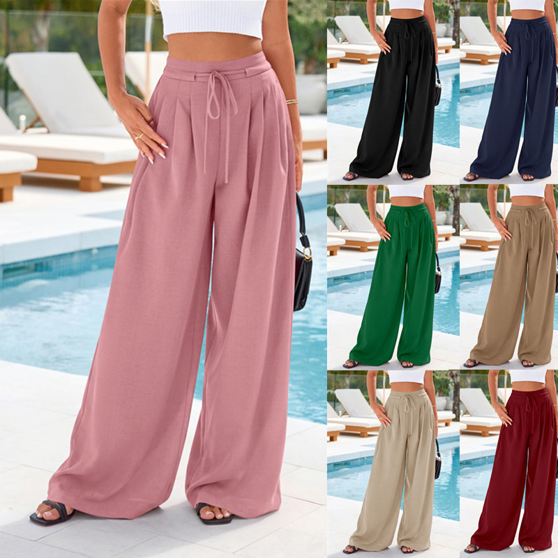 بنطلون نسائي واسع الساق بخصر م - مراجعة Palazzo Pant Wide وسعره