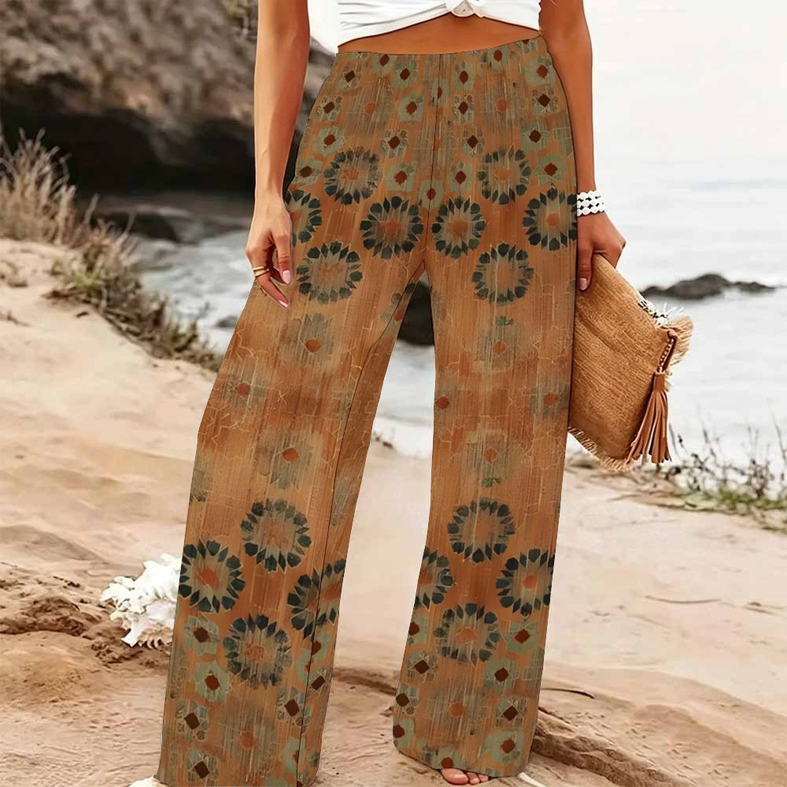 بنطلون نسائي صيفي واسع الساق ل - مراجعة Palazzo Pant Wide وسعره