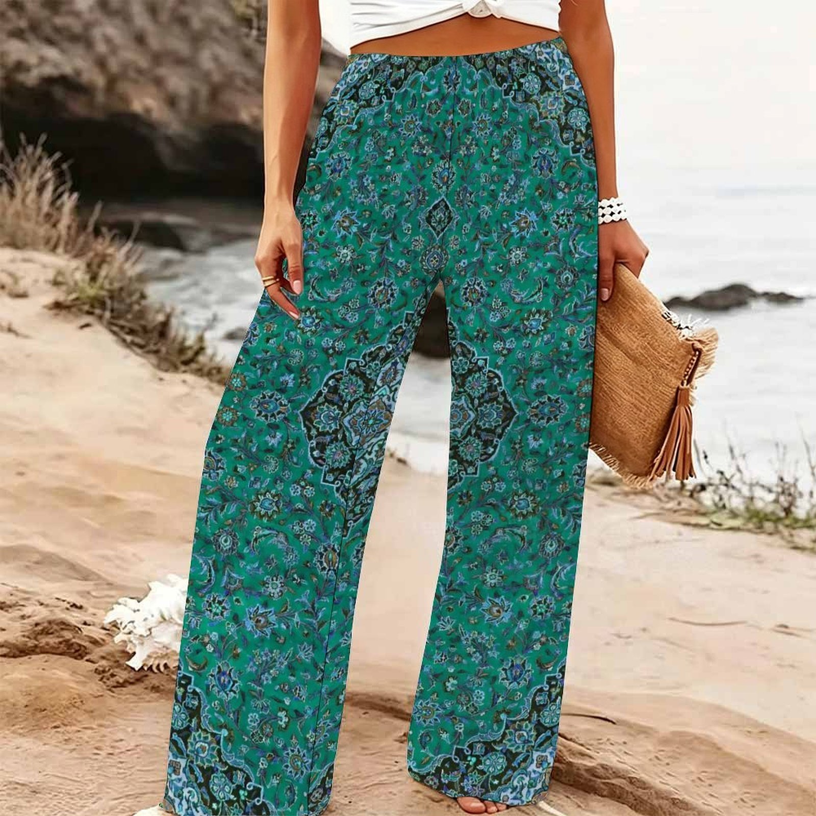 بنطلون نسائي صيفي واسع الساق ل - مراجعة Palazzo Pant Wide وسعره