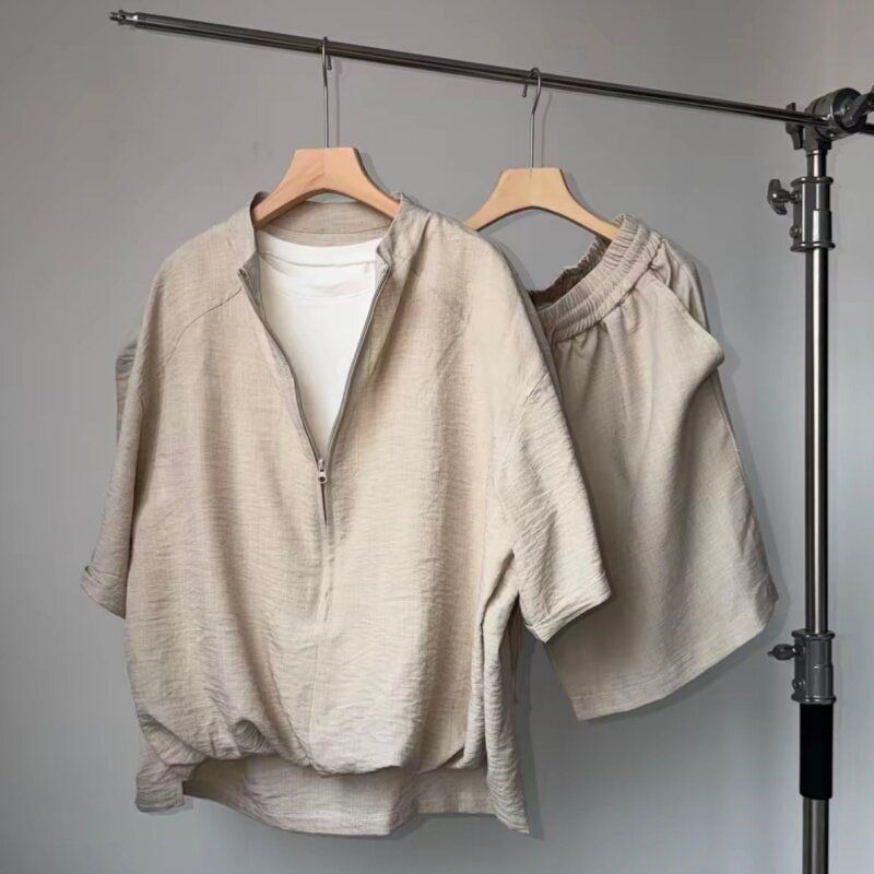 طقم رجالي صيفي من قطعتين من ال - مراجعة Linen Shorts Men وسعره