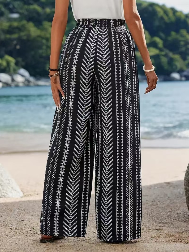 بنطلون نسائي واسع الأرجل بطبعة - مراجعة Palazzo Pant Wide وسعره