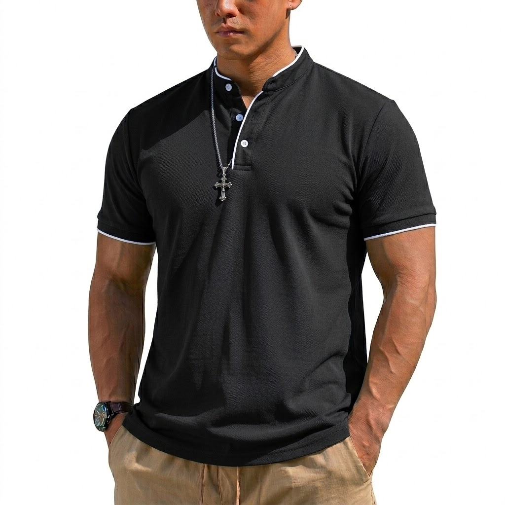 قميص هينلي صيفي بأكمام قصيرة ل - مراجعة Summer Clothing For Young Men وسعره