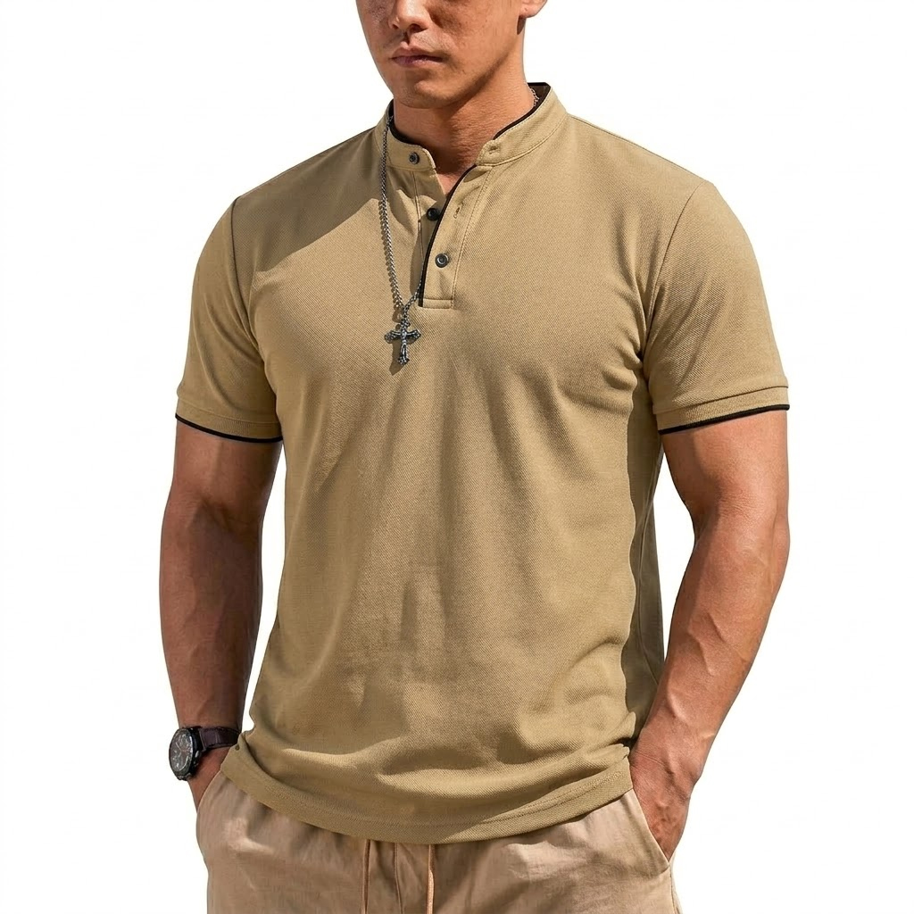 قميص هينلي صيفي بأكمام قصيرة ل - مراجعة Summer Clothing For Young Men وسعره