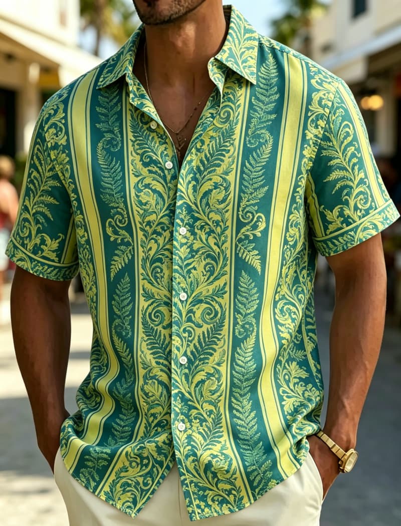 قميص رجالي بأكمام قصيرة وياقة  - مراجعة Summer Clothing Resort وسعره