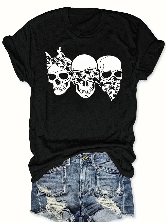 تي شيرت بطبعة جمجمة كرتونية، ت - مراجعة Summer Loving Clothing وسعره