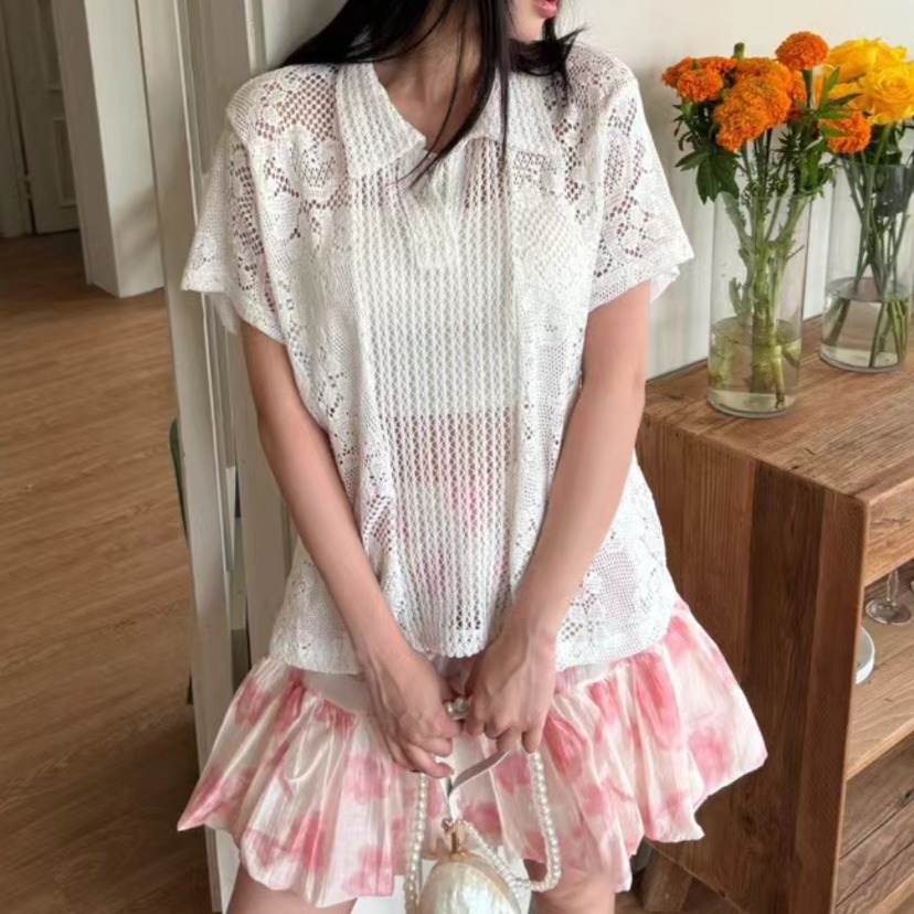 قميص نسائي بياقة دانتيل بتصميم - مراجعة Summer Clothing Online Shopping وسعره
