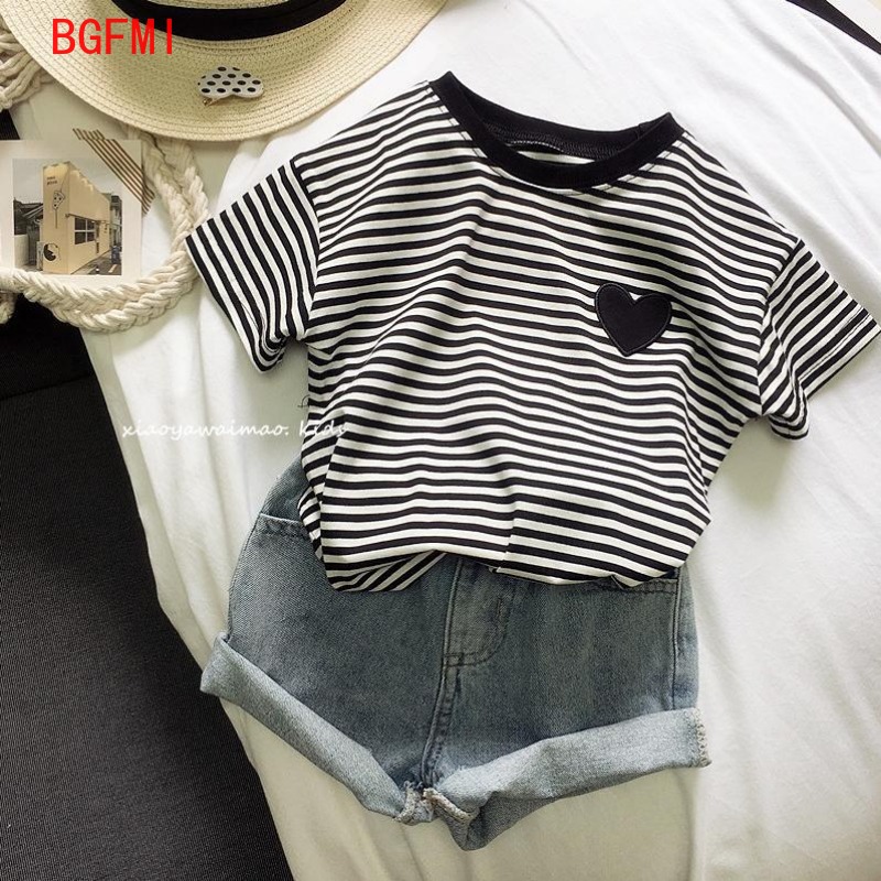 تي شيرت قطني مخطط بأكمام قصيرة - مراجعة Summer Loving Kids Clothing وسعره